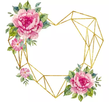 Adesivo murale camera da letto rose rosa e cuore - TenStickers