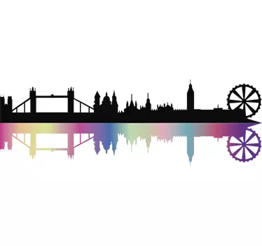 Adesivo murale Skyline Londra Arcobaleno - TenStickers