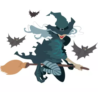 Disegno per pareti strega volante - TenStickers