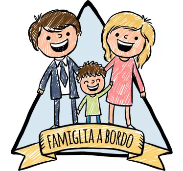 Disegno per pareti famiglia a bordo - TenStickers