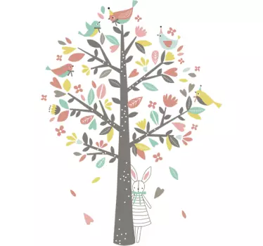 Adesivo per bambini albero uccellini - TenStickers