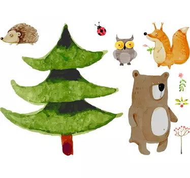 Adesivo per bambini fauna selvaggia bosco - TenStickers