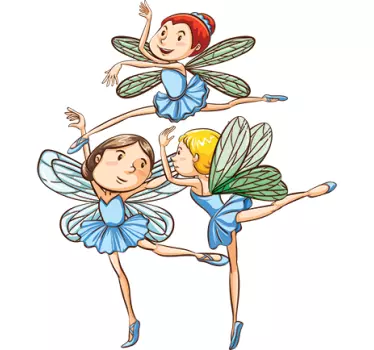 Adesivo per bambini trio di danza delle fate - TenStickers