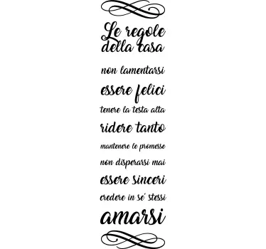 Adesivo per porta Regole della casa - TenStickers
