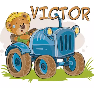 Adesivo con orso e con nome personalizzabile - TenStickers