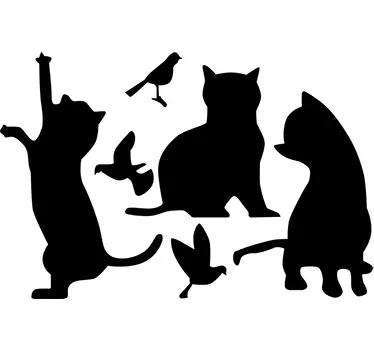 Adesivo silhouette gatti e uccelli - TenStickers