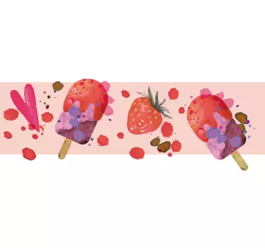 Greca adesiva ghiaccioli alla fragola - TenStickers