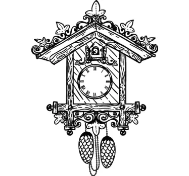 Adesivo murale orologio cucù con numeri romani - TenStickers