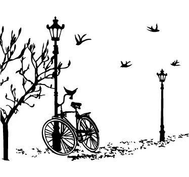 Adesivo muro bicicletta lampione - TenStickers
