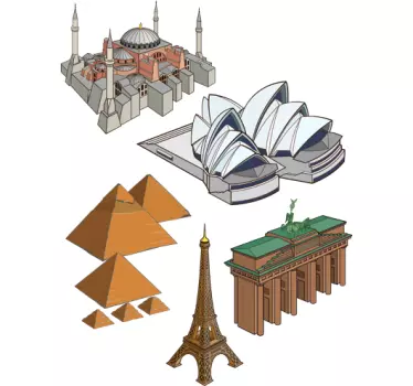 Adesivo muro monumenti famosi - TenStickers