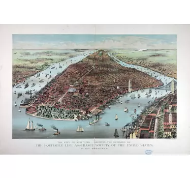 Adesivo muro poster vintage New York - TenStickers
