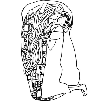 Sticker artistico bacio di klimt linea - TenStickers