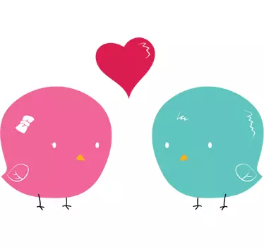 Sticker colorato pulcini innamorati - TenStickers