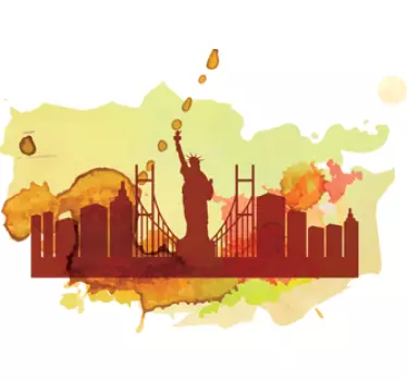 Sticker contorni New York acquarello - TenStickers
