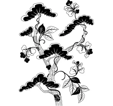 Sticker decorativo albero asiatico - TenStickers