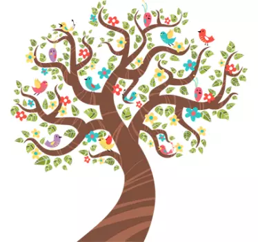 Sticker decorativo albero con fiori - TenStickers