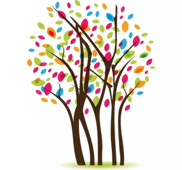 Sticker decorativo albero foglie colorate - TenStickers
