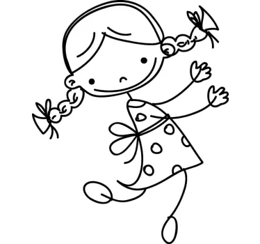 Sticker decorativo bimba trecce stilizzato - TenStickers