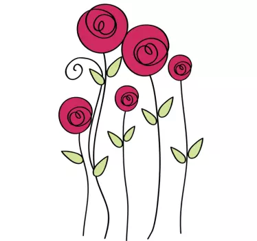 Sticker decorativo disegno rose - TenStickers