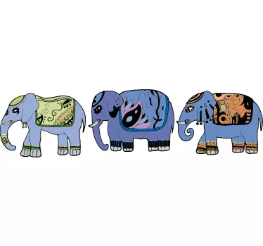 Sticker decorativo fila tre elefanti - TenStickers