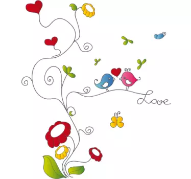 Sticker decorativo fiori e cuoricini - TenStickers