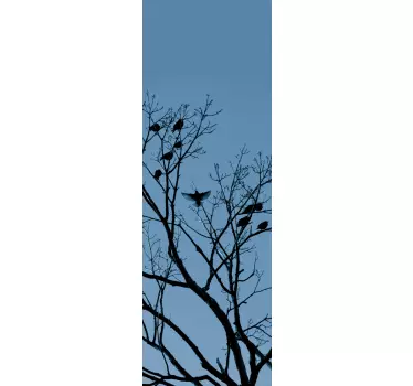 Sticker decorativo frigo albero con uccellini - TenStickers