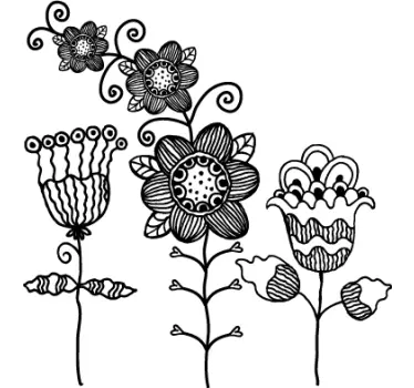 Sticker decorativo illustrazione tre fiori - TenStickers
