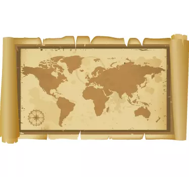 Sticker decorativo mappamondo pergamena - TenStickers