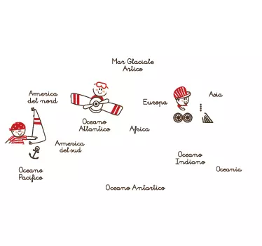 Sticker decorativo oceani e continenti - TenStickers