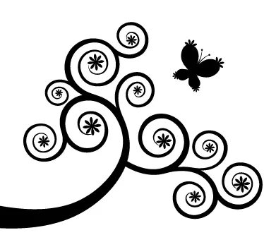 Sticker decorativo ramo con farfalla - TenStickers