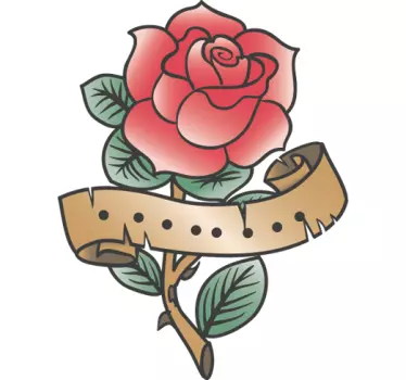 Sticker decorativo rosa tattoo - TenStickers