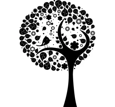 Sticker decorativo uccellino sull'albero - TenStickers
