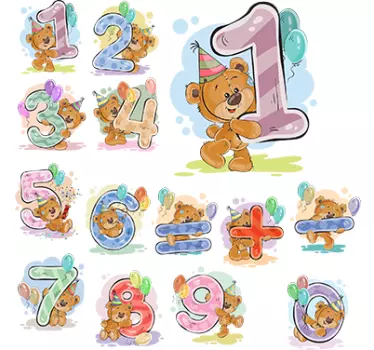 sticker infantile numeri orsi - TenStickers
