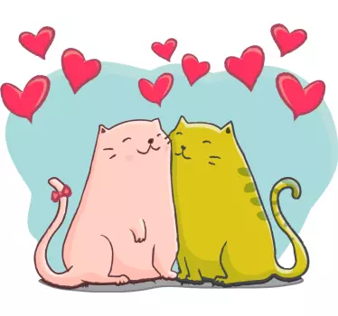 Sticker gatti innamorati cuoricini - TenStickers