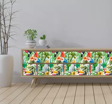 Sticker per porte uccelli e piante tropicali - TenStickers
