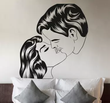 Adesivo decorativo disegno coppia bacio - TenStickers