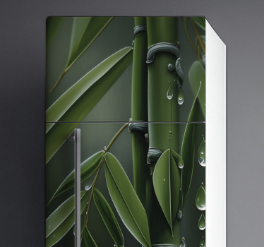 Adesivo per frigo vinilo bambú con gotas - TenStickers