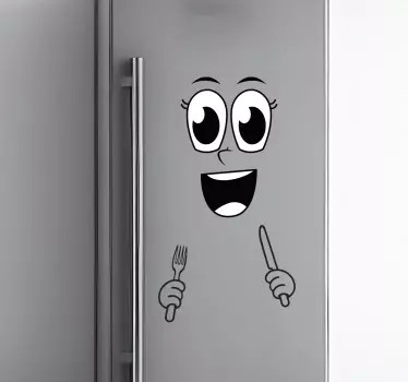 Adesivo per frigo vinilo cara con cubiertos - TenStickers