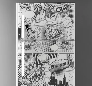 Adesivo per frigo vinilo comic en blanco y negro - TenStickers