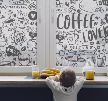Adesivo con disegni e scritte caffè  - TenStickers