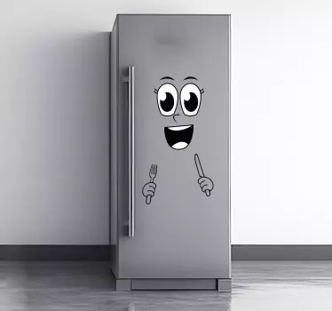 Adesivo per frigo vinilo cara con cubiertos - TenStickers