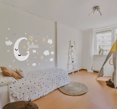 Sticker decorativo luna e stelle personalizzabile - TenStickers
