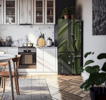 Adesivo per frigo vinilo bambú con gotas - TenStickers