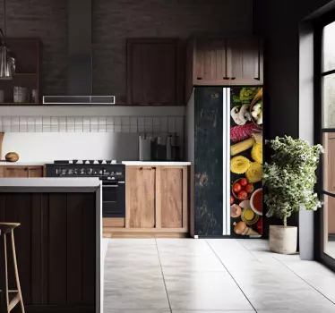 Adesivo per frigo vinilo comida sobre madera - TenStickers