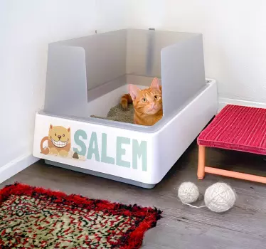 Adesivo nome cassetta lettiera per gatti - TenStickers