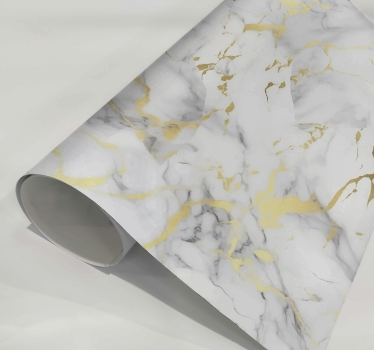 Adesivo texture marmo bianco con venature dorate - TenStickers