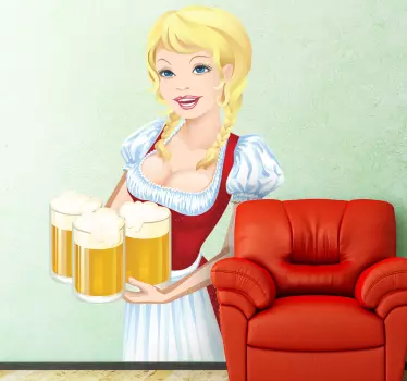 Sticker decorativo cameriera birreria - TenStickers
