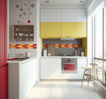 Greca adesiva piastrelle rosse e gialle - TenStickers