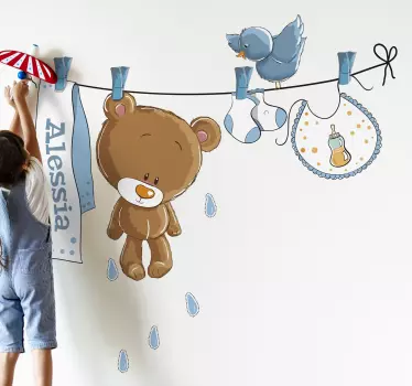 Adesivo bambini orsetto al vento - TenStickers