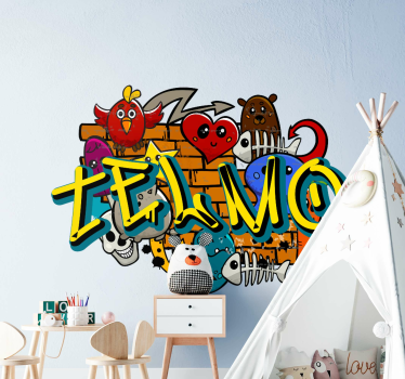 Sticker street art Graffiti a colori con nome personalizzato - TenStickers